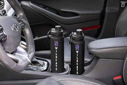 Northwestern Logo Water Bottle - Black Double Walled Stainless Steel 24 oz Keeps Drinks Cold or Hot - color: Northwestern - Black