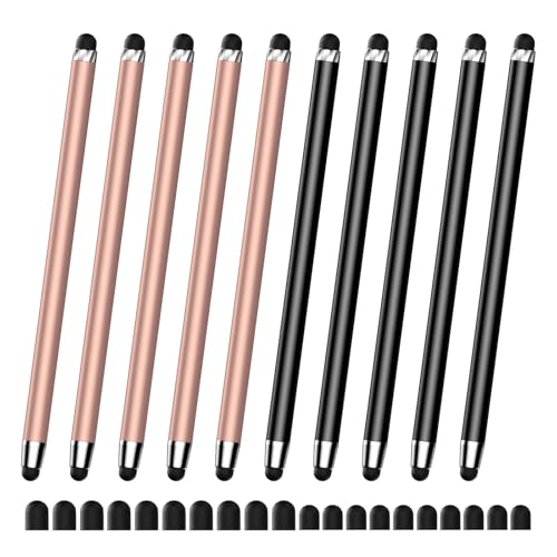 Stylus(10 PCS),Stylus Pen for Touchscreen,High Sensitivity & Precision | Universal Stylus,2-in-1 Rubber Tip,Touch Screens of iPhone/iPad/Android Tablets（Rose Gold & Black） - color: 5PCS Rose Gold & 5PCS Black