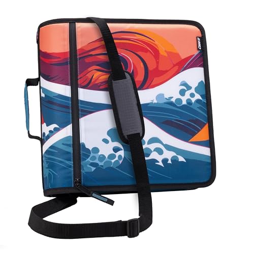 Case-it Mighty Zip Tab School Zipper Binder | 3-Inch O-Rings, 600-Sheet Capacity, 5-Subject Expanding File Folder, Multiple Pockets & Storage Organizer, Shoulder Strap | D-146 Wave - color: B Wave, size: 1 Pack