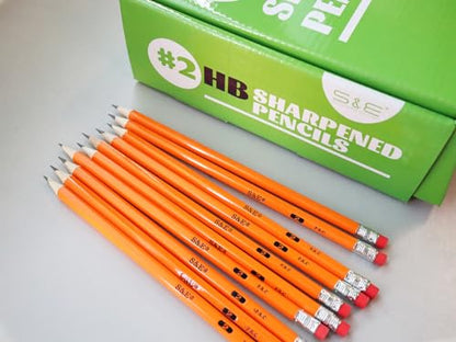 S & E TEACHER'S EDITION #2 Pencils, Pre-sharpened HB Lead Bulk Box – 200 Pack Yellow Woodcase Pencils with Erasers, Ideal for Standardized Tests, Classroom & Home – No. 2 Pencil Back to School