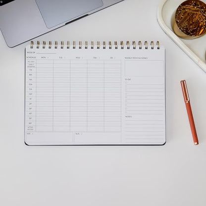 Undated Weekly Business Planner | 8.25” x 11.75” ADHD Organizer | Premium Multi-Layout Schedule | Navy | Landscape Layout - color: Navy, size: Weekly Schedule - Landscape