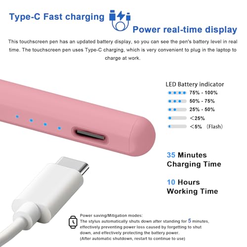 Stylus Pens for Touch Screens Power-Display Tablet Pen POM Tip Magnetic Digital Touch Pen Compatible with iPhone/iPad/iPad Pro/Lenovo/Switch/Android Smartphone and Tablet Devices (Pink) - color: 2SS-Pink