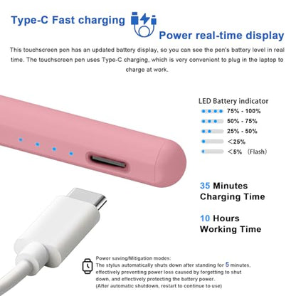 Stylus Pens for Touch Screens Power-Display Tablet Pen POM Tip Magnetic Digital Touch Pen Compatible with iPhone/iPad/iPad Pro/Lenovo/Switch/Android Smartphone and Tablet Devices (Pink) - color: 2SS-Pink