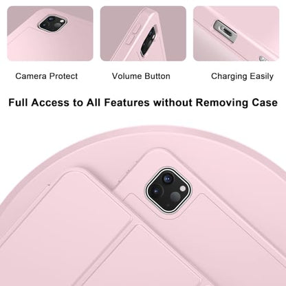 ZryXal iPad Pro 11 Inch Case (M5) 2025/ (M4) 2024 (Model: A2836/A2837/A3006), Trifold Stand Smart Cover with Pencil Holder and Soft TPU Back, Auto Wake/Sleep (Pink) - color: Pink