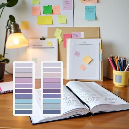 400 Pcs Purple Sticky Index Tabs, Page Markers Notes Tabs Writable and Repositionable Book Flags Tabs Strip Index Tabs for Page Marking Classify File
