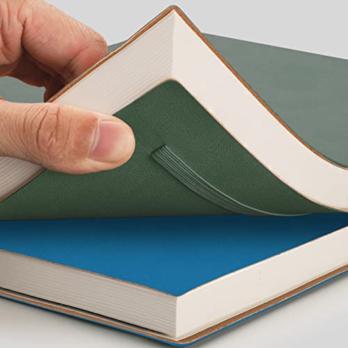 AHGXG College Ruled Notebook 2 Pack - B5 Large Composition Notebook Lined Journal 7.6 x 10 inch, with Thick 100gsm Lined Paper, Total 408 Numbered Pages, Inner Pocket - Green Blue - color: Green Blue, size: B5