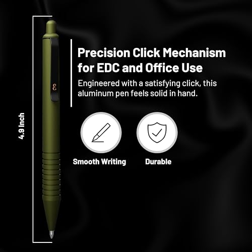 Everyman OD Green Super Matte Mini Click Pen | Compact Refillable 0.7mm Gel Pen with Premium Grip | Pocket-Size Metal EDC Pen for Travel, Office, Journaling & Everyday Writing - color: OD Green, style: Mini Click