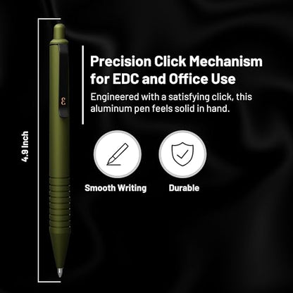 Everyman OD Green Super Matte Mini Click Pen | Compact Refillable 0.7mm Gel Pen with Premium Grip | Pocket-Size Metal EDC Pen for Travel, Office, Journaling & Everyday Writing - color: OD Green, style: Mini Click