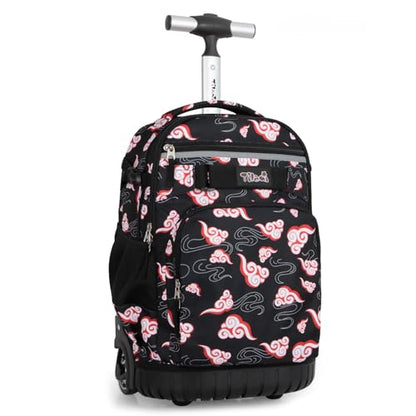 Tilami Rolling Backpack for Kids 18 Inch Wheeled Bookbag for Boys & Girls for School & Travel,Clouds Black - color: Clouds Black