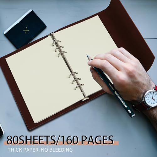 A5 Blank Refill Paper, A5 Loose Leaf Paper 6 Hole Notebook Refills for 6 Ring Refillable Binder Notebook Planner Diary Journals Painting -Blank Pages,80 Sheets/160 Pages - size: Blank-A5