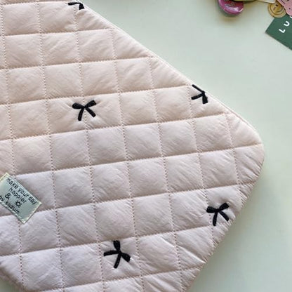 Cute Puffy Laptop Sleeve 13 Inch, Quilted Protective Case with Bow Embroidery, Coquette Y2K Preppy Kawaii Aesthetic Bag for 13” 14" Mac-Book & Laptops - color: Light Pink-Bow