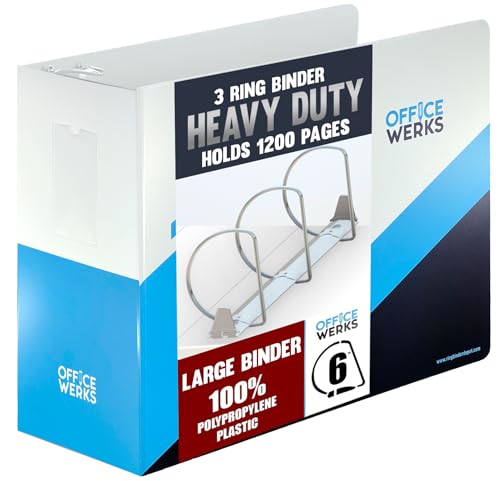 Performore 6 Inch Locking Angle D-Ring Binder Heavy Duty Poly Binder with Printed Design, Secure Locking 3 Rings, Spine Label Holder, Non-Customizable Cover, Holds 8.5" x 11" Paper, 1 Pack