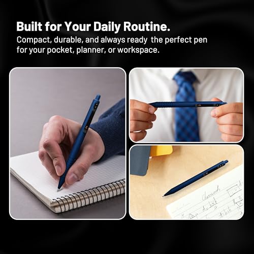 Everyman Midnight Super Matte Mini Twist Gel Pen | Compact Refillable 0.7mm Gel Pen with Twist Mechanism | Durable Metal EDC Writing Tool for Travel, Office, Work & Gifting - color: Midnight, style: Full Click