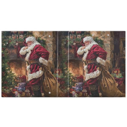 Funny Christmas Santa Claus Binder 3 Ring 1.5 Inch Binder with Clipboard&Pockets, Hardcover Binders Heavy Duty Large File Folder for Office School Supplies - Holds 200 Sheets - color: Christmas Santa Claus, size: 1 Pack-12.4x10.63in