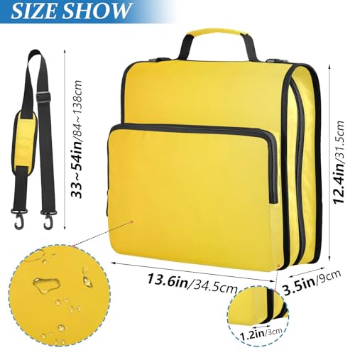 Nander 3 Ring Zipper Binder with Shoulder Strap,Bright Yellow Binders Organizer,1.5 Inch Zip Up Binder 500 Sheets, Easy to Carry