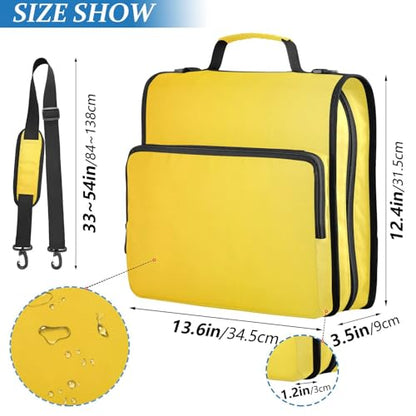 Nander 3 Ring Zipper Binder with Shoulder Strap,Bright Yellow Binders Organizer,1.5 Inch Zip Up Binder 500 Sheets, Easy to Carry