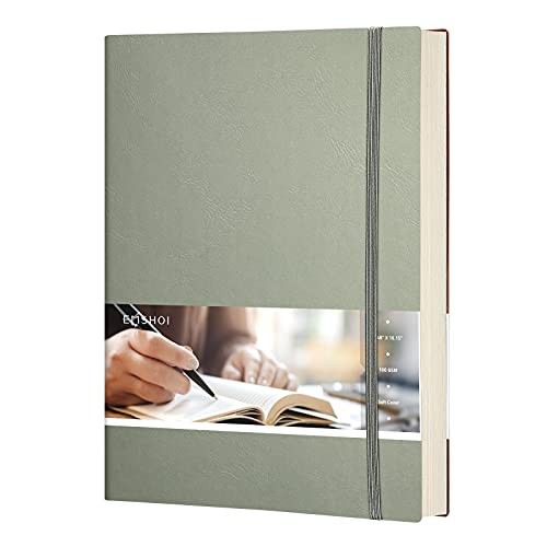 EMSHOI Lined Journal Notebook, 204 Numbered Pages, B5 Size (7.5'' x 10'') | 100 GSM Thick Paper, Leather Softcover, College Ruled, for School, Writing, Work, Office & Journaling (Green) - color: Green, style: Ruled