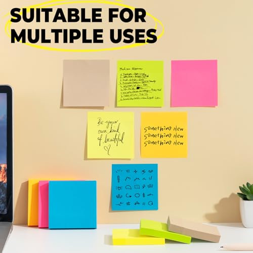 M&G 24 Pads Sticky Notes 3x3 Inch Self Sticky Notes 6 Bright Colors Easy to Stick Office and School Supplies for Home, Desk, and Notebook Use, 100 Sheets/Pad - style: Bright 6 Colors（2400 Sheets）