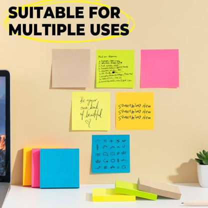 M&G 24 Pads Sticky Notes 3x3 Inch Self Sticky Notes 6 Bright Colors Easy to Stick Office and School Supplies for Home, Desk, and Notebook Use, 100 Sheets/Pad - style: Bright 6 Colors（2400 Sheets）