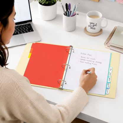 SUNEE 8 Tab Binder Dividers,Plastic Dividers for 3 Ring Binder,3 Ring Binder Dividers with Tabs for School Office Home Supplies,Bright Color, 1 Set
