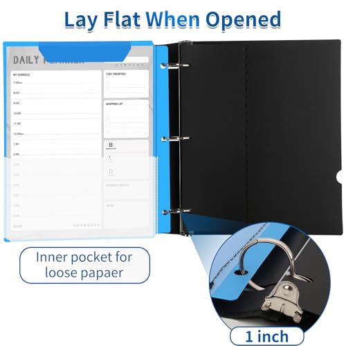360 Degree Pivotable Binder, Upgraded 3 Ring Binder 1 inch, Flexible Binders 3 Ring, Foldable Three Ring Binders- Blue - color: Blue, style: 1 PCS Customizable Cover
