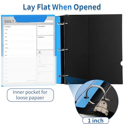 360 Degree Pivotable Binder, Upgraded 3 Ring Binder 1 inch, Flexible Binders 3 Ring, Foldable Three Ring Binders- Blue - color: Blue, style: 1 PCS Customizable Cover