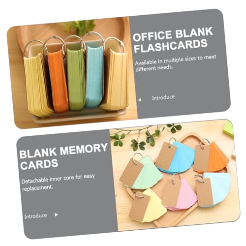 Homoyoyo 5pcs Portable Loose-Leaf Flash Cards with Binder Rings Blank Index Note Cards for Studying DIY Memory for Home and School