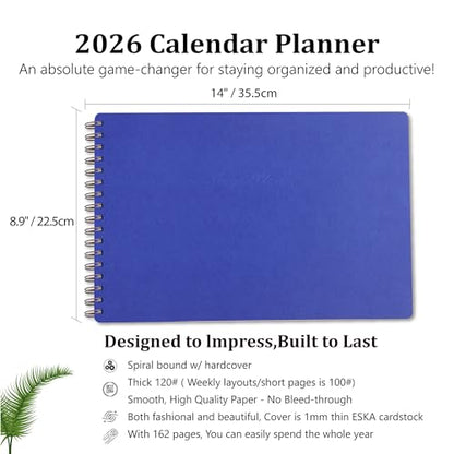 Leanga 2026 Calendar Planner, Daily Weekly & Monthly Desk Planner with Goal Setting and Habit Tracker for Study and Work-Premium Productivity Journal-13.5" x 9", Large Hardcover Office Supplies-Indigo - color: Indigo