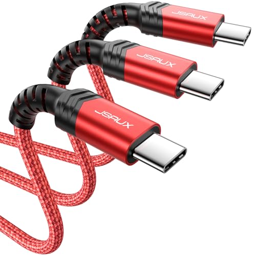JSAUX 3-Pack USB C to USB C Cable 100W [10ft/6.6ft/3.3ft] Compatible with iPhone 17 Air 16 15 Pro Max Samsung Galaxy S25 S24 CarPlay iPad Pro, Type C to C Charger Cable Fast Charging - Red - color: Red, size: 10FT+6.6FT+3.3FT
