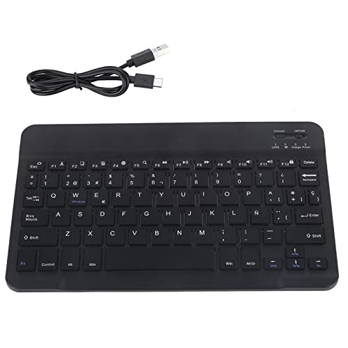 Spanish & English Language Keyboard, Rechargeable Keyboard with 7 Multimedia Keys, 78 Buttons, for iOS/for/for Android Tablet