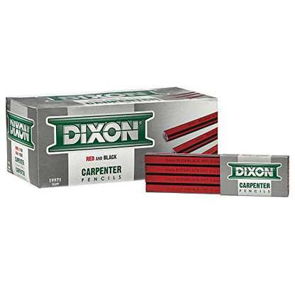 DIXON Industrial Carpenter Pencils, Soft Graphite Core, Red/Black, 7", 12-Pack (19971) - style: Soft