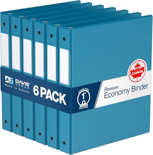 Premium Economy 6-Pack 3-Ring Binders for School or Office, Round-Ring Binders, 1 Inch, Turquoise - color: Turquoise, size: 1 Inch
