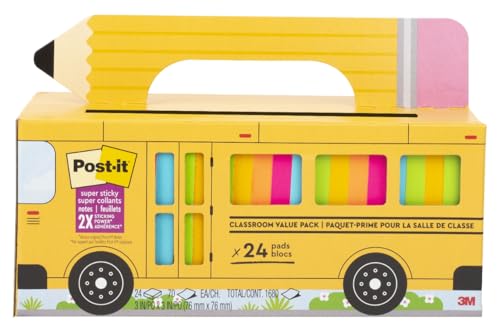 Post-it Super Sticky Notes, 3 x 3 in, Assorted Brights, 24 Pads - size: 3 in x 3 in, style: Standard
