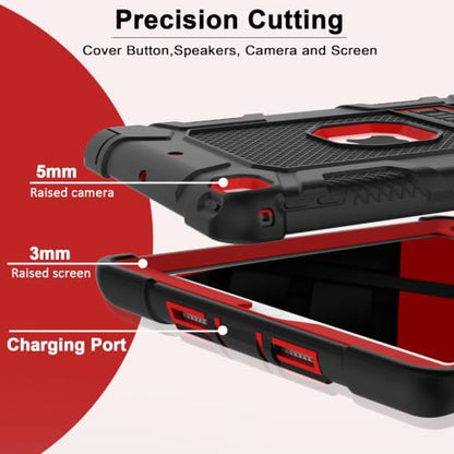 iPad 6th Generation Cases, iPad 5th Generation Case, iPad Air 2 Case, iPad 9.7 Case, Shockproof Rugged Drop Protection Cover Built with Kickstand for iPad 9.7'' A1893/A1954/A1822/A1823 - color: Black+Red