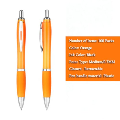 Customized Pens with Logo or Text - 100 Pack Bulk Business Events Pens - color: Orange