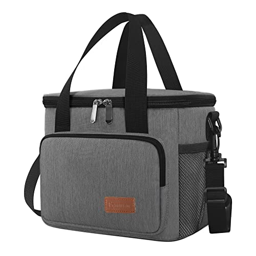 Femuar Lunch Bags for Women/Men, Insulated Lunch Bag for Work Office Picnic - Lunch Cooler Bag Leakproof Lunch Box with Adjustable Shoulder Strap - Grey(8.7L) - color: 1-Grey, size: Medium Size