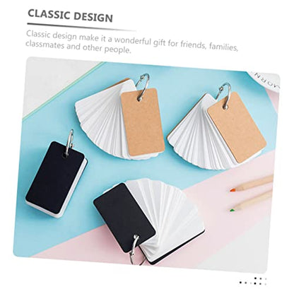 Lurrose 4pcs Blank Flashcards Portable Words Memory Cards Binder Ring Notecards for Travel Study Office - size: 7.00X4.00X3.00CM