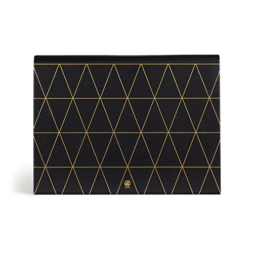 U Brands 13-Pocket Expanding File Folder, Office Supplies, Black and Gold Geometric, Brass Hardware, FSC Certified - color: Black/Gold Geometric