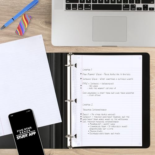 Five Star Loose Leaf Paper + Study App, College Ruled Filler Notebook Paper, Reinforced, Fights Ink Bleed, 8-1/2" x 11", 80 Sheets (170102) - size: 80 Sheets
