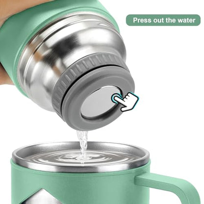Stainless Steel Thermo 700ml/23.7oz Vacuum Insulated Bottle with Cup for Coffee Hot drink and Cold drink water flask.(Green,Set) - color: Green (Set), size: 23.7 Ounces