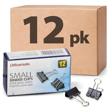 Officemate Small Binder Clips, Black, 12 Boxes of 1 Dozen Each (144 Total) (99020) - color: Black, size: Small