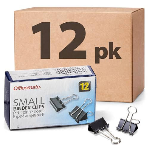 Officemate Small Binder Clips, Black, 12 Boxes of 1 Dozen Each (144 Total) (99020) - color: Black, size: Small