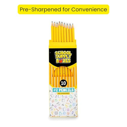 School Supply Boxes | 10 ct. Wooden Pencil Pack | 1 Pack | Pre-Sharpened No. 2 Wooden Pencils | 10 Total Pencils