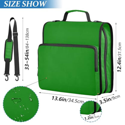 3 Rings Zip Up Binder with Handle Easy to Carry Portable Home Travel Safe Storage Bag for Middle Student Dark Green - color: Dark Green