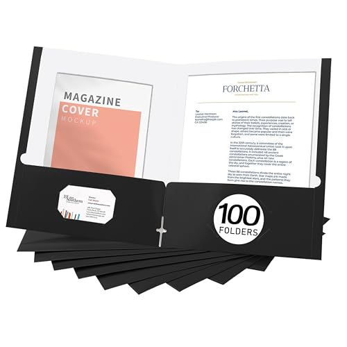 Zzrywuty File folders with Pockets,Black Two folders for documents,100 Pack Paper Folders with Card Slot,Letter Size,School Students,Business,Home and Office Workers - color: Black-100pcs-new