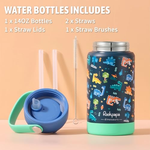 rockpapa Kids Lunch Box Set with 14oz Insulated Water Bottle & Lunch Bag, Leakproof 5.5 Cups Bento Box for School & Children, BPA-Free, Microwave Safe for Boys Girls (Blue Dinosaur) - color: Blue Dinosaur