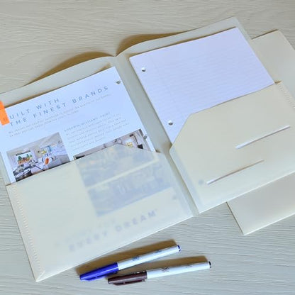 Youngever 6 Pack Heavy Duty Plastic Two Pocket Folders, Heavy Duty Plastic 2 Pocket Folder (Cream) - color: Cream