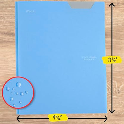 Five Star 2-Pocket Folder, Plastic Folder with Stay-Put Tabs and Prong Fasteners, Holds 8-1/2" x 11" Paper, Pacific Blue (72115) - color: Pacific Blue, size: 1 Count (Pack of 1)