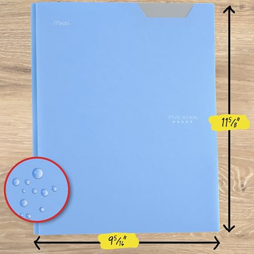 Five Star 2-Pocket Folder, Plastic Folder with Stay-Put Tabs and Prong Fasteners, Holds 8-1/2" x 11" Paper, Pacific Blue (72115) - color: Pacific Blue, size: 1 Count (Pack of 1)