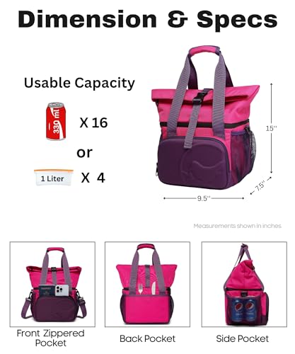 SUNNY BIRD Dual Compartment Lunch Bag Insulated Lunch Box for Women and Men (Purple) - color: Purple